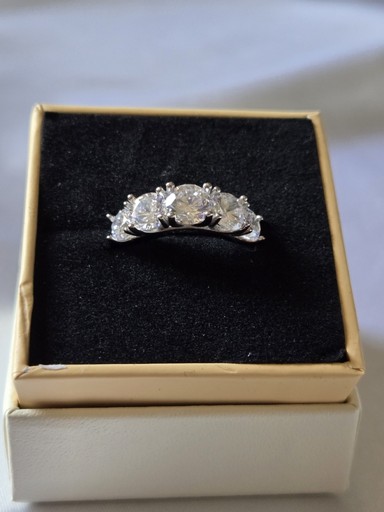 Moissanite Jewelry - 2 Carat Five-Stone Moissanite Ring Set In 925 Sterling Silver